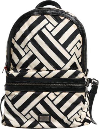 Dolce & Gabbana Black White Nylon Leather Travel Back Pack Mens Bag (Pre-Owned)