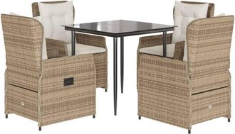 vidaXL Set Comedor De Jard&iacute;n 5 Pzas Con Cojines Rat&aacute;n Sint&eacute;tico Beige Vidaxl