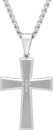 Robert Alton 1/20 CTW Stainless Steel Mens Diamond Cross Necklace