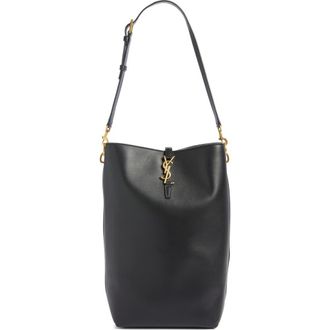 Saint Laurent Le 37 Long Leather Bucket Bag in Noir at Nordstrom