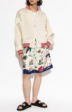 Dsquared2 Silk Shorts With Print, Mens, Cream
