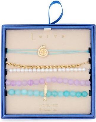 Leith Set of 5 Beaded Sea Life Bracelets in Purple Multi- Gold at Nordstrom Rack