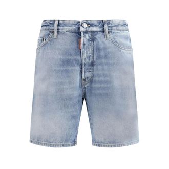 Dsquared2 Denim Shorts, male, Blue, Size: XL Marine Cotton Shorts with Logo Patch