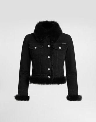 Dolce & Gabbana Denim Jacket Lined With Fur - Woman Denim And Jeans Multi-colored 38