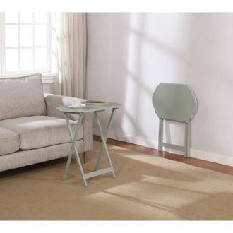 Linon Ledda Folding Snack Tray Set Of 2, Grey