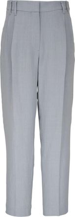 Brunello Cucinelli Monili chain-embellished tapered trousers - women - Viscose/Linen/Flax - 36 - Blue