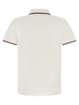 Moncler Tricolor-Trim Piqu&eacute; Polo Shirt - white