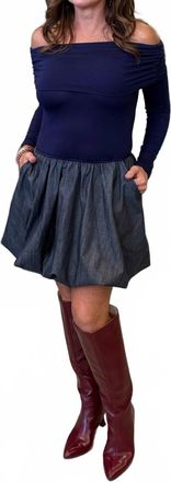 Vava Anais Off Shoulder Bubble Dress In Denim