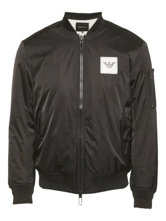 Emporio Armani logo-detail long-sleeve bomber jacket - Black