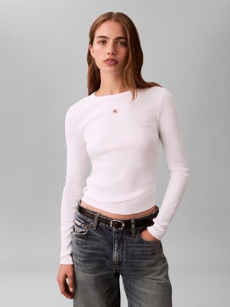 Calvin Klein Jeans Shirttop CALVIN KLEIN JEANS, Damen, Gr. XXL (46), brilliant wei&szlig;, Web, Obermaterial: 94% Baumwolle, 6% Elasthan, unifarben, figurbetont normal, Rundha