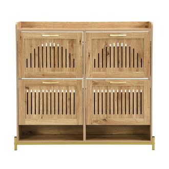 Urban Meuble Zapatero con 4 puertas abatibles de madera, color beige