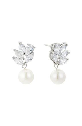 Untamed Petals Poise Pearl Drop Earrings in Silver at Nordstrom