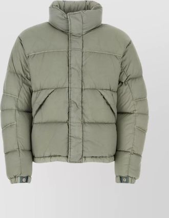 Ten c quilted high neck down jacket with adjustable hemline