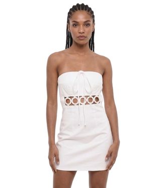 Dsquared2 White Solid Strapless Mini Dress