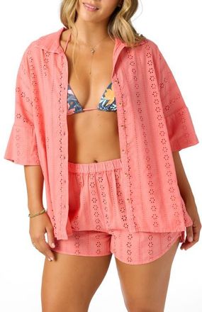 O'Neill Olivia Eyelet Cover-Up Shirt in Porcelain Rose at Nordstrom, Size X-Small