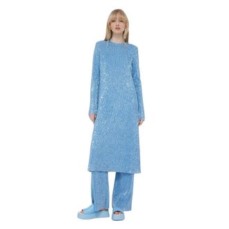 Stine Goya Celsia Sequin-Design Midi Jurk - Dames - Jurken - Blauw - Maat: 2XS Poliester