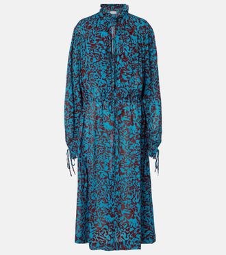 Dries Van Noten Printed ruffled shirt dress