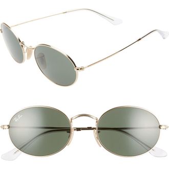 Ray-Ban 54mm Round Sunglasses in Gold/Black Solid at Nordstrom