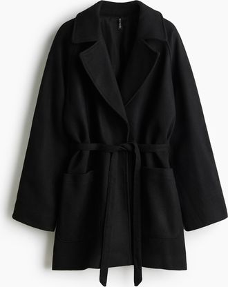H&M Mantel mit Bindegürtel - Schwarz