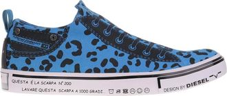 Diesel Slip-on schoenen met luipaardprint - Heren - Sneakers - Blauw - 38 EU - Katoen - Schoenen