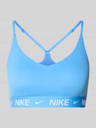 Nike Slim Fit Sport-BH mit Logo-Detail Modell Indy in Blau, Gr&ouml;&szlig;e XL