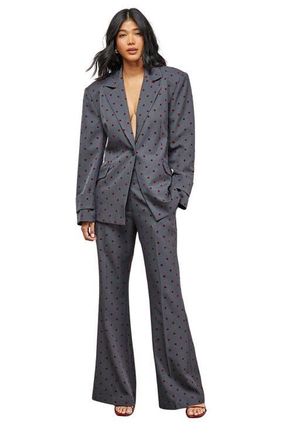 Warehouse Velvet Spot Blazer in Grey at Nordstrom, Size 10