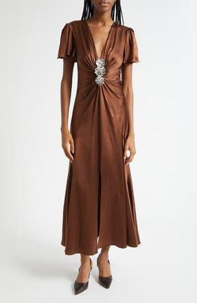Cinq &agrave; Sept Kordyn Silk Maxi Dress in Dark Sepia at Nordstrom Rack, Size 2