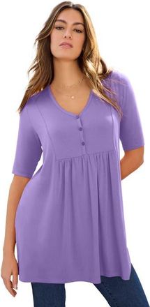 Roaman's Plus Size Henley Swing Tunic in Vintage Lavender at Nordstrom, Size 24