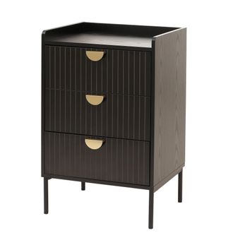 Hhg C&oacute;moda Hhg 307, Mueble Alto, 3 Cajones Melamina Mdf 77x50x42cm, Aspecto Madera Negro