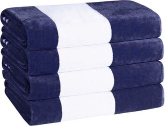 Superior Set Of 4 Cabana Stripe Oversized Cotton Beach Towels