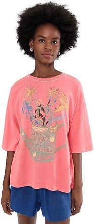 Free People We The Free In Spring T-Shirts Womens Clothing Pink Poppy Combo : LG (Womens 12-14), Cotton