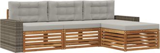 vidaXL Conjunto De Sof&aacute;s De Exterior 4 Uds. Natural Y Gris Claro Vidaxl