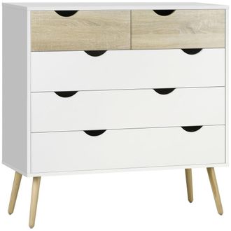 HOMCOM C&oacute;moda 99x39x101 cm blanco y roble