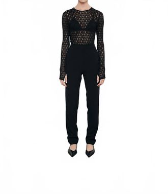 Enza Costa Lace Long Sleeve Crew Top In Black
