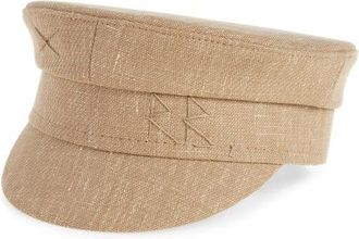 Ruslan Baginskiy Linen & Wool Blend Newsboy Cap in Natural Straw at Nordstrom, Size Medium