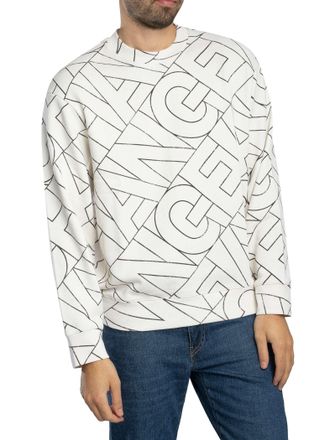 A|X Armani Exchange Sweatshirt Met Diagonale Letters, Wit