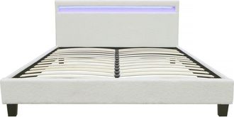 Habitat et Jardin Habitat Et Jardin - Cama De Tela Rizada maria Con Led 140x190cm - Crema