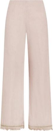 Seventy Linnen en Katoenmix Broek - Dames - Wijde Broeken - Roze - M - Katoen - Broeken