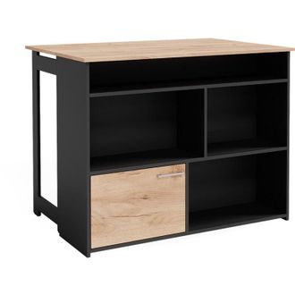 Vicco Tavolo bar alto Dominic, Quercia dorata, 116 x 37 cm 4x scomparti aperti e 1x porta Vicco