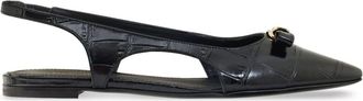 Ferragamo logo-plaque slingback ballerina shoes - women - Calf Leather/Calf Leather/Calf Leather - 5.5 Regular - Black