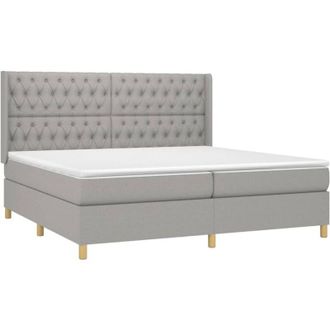 vidaXL Vidaxl - Cama Box Spring Con Colch&oacute;n Tela Gris Claro 200x200 Cm