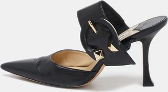 Jimmy Choo London Black Leather Magie Mule Sandals