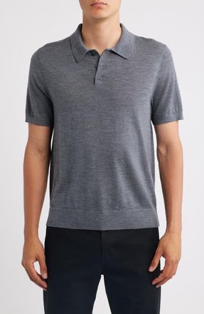 Vince Short Sleeve Merino Wool Polo Sweater in Medium Heather Grey at Nordstrom, Size Xx-Large