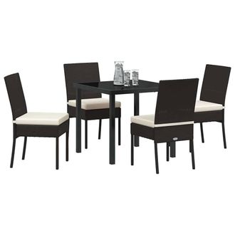 Berkfield Home Modern 5 Piece Garden Dining Set Black Poly Rattan