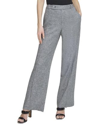 DKNY Mini Windowpane Linen-Blend Trouser