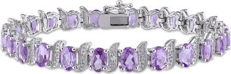 Delmar Sterling Silver Amethyst & Diamond Bracelet - 0.03 ctw in Purple at Nordstrom Rack