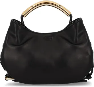 Moschino Black Handle Me Leather Curved Handbag