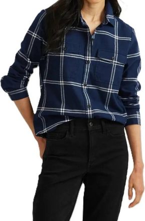 Eddie Bauer Plaid Stines Favorite Cotton Flannel Shirt In Navy