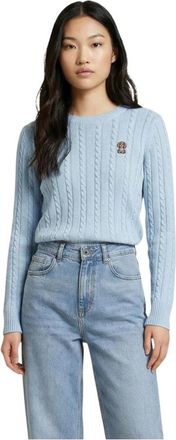Jacqueline de Yong Round Neck Long Sleeve Truien - Dames - Ronde hals truien - Blauw - S - Katoen - Truien & Vesten
