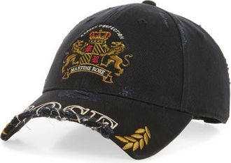 Martine Rose Distressed Cut Peak Baseball Cap in Black Washed at Nordstrom